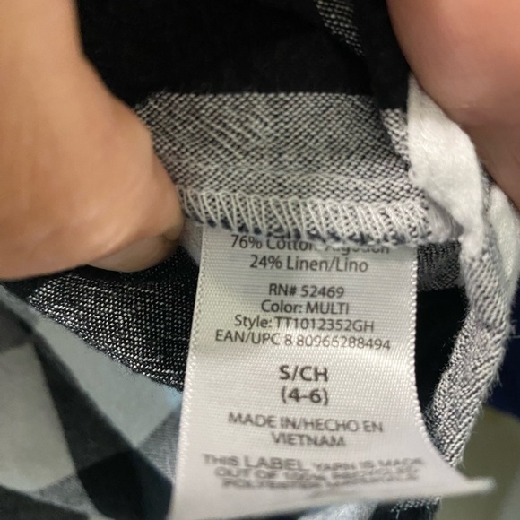 Time and Tru size small black gray white checkered 3/4 length sleeve casual - Picture 6 of 8